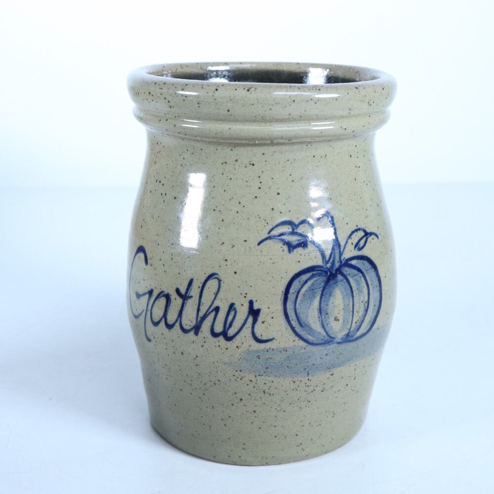 Rowe Pottery Gather Stoneware Crock Pumpkin 6.5” Tall